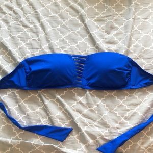 Blue strapless bikini top